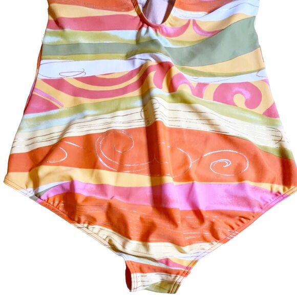 Gottex One Piece Swimsuit in Painted Desert Orange Pink Gold Women’s Size 22W - Picture 4 of 12